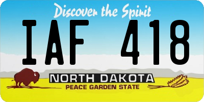 ND license plate IAF418