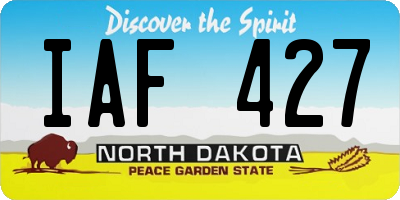 ND license plate IAF427