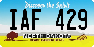 ND license plate IAF429