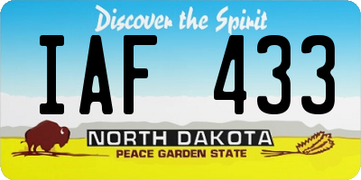 ND license plate IAF433