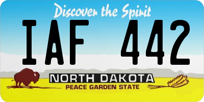 ND license plate IAF442