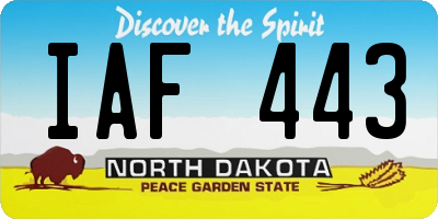 ND license plate IAF443