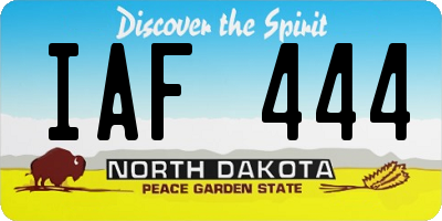 ND license plate IAF444
