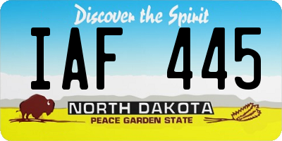 ND license plate IAF445