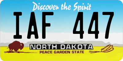 ND license plate IAF447