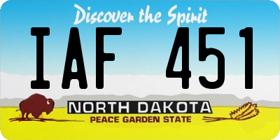 ND license plate IAF451