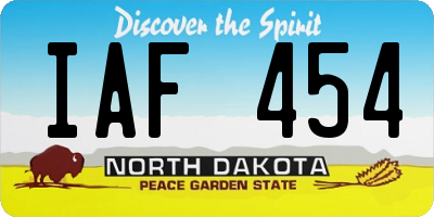 ND license plate IAF454