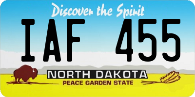 ND license plate IAF455