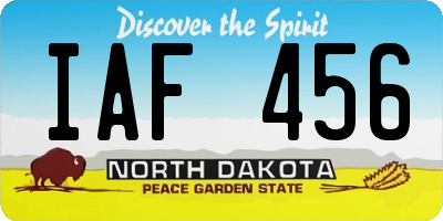 ND license plate IAF456