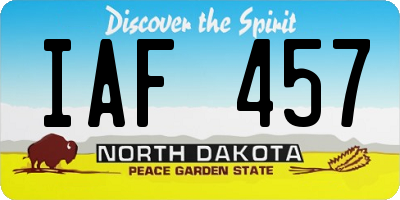 ND license plate IAF457