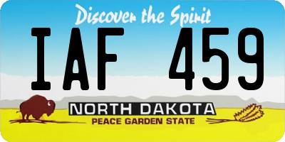 ND license plate IAF459