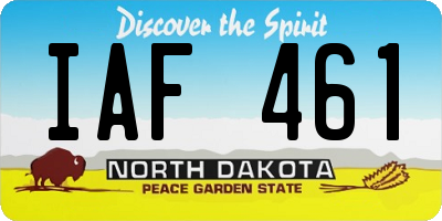 ND license plate IAF461