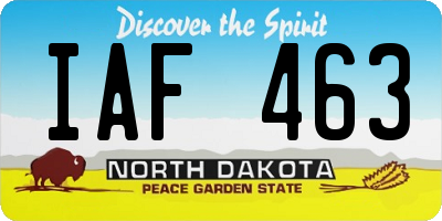 ND license plate IAF463