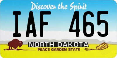 ND license plate IAF465