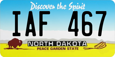 ND license plate IAF467