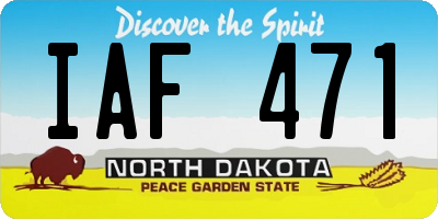 ND license plate IAF471