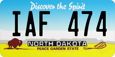 ND license plate IAF474