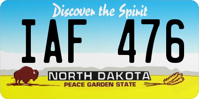 ND license plate IAF476
