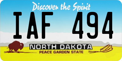 ND license plate IAF494