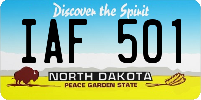 ND license plate IAF501