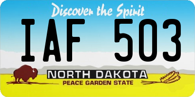 ND license plate IAF503