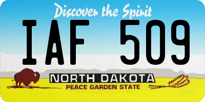 ND license plate IAF509
