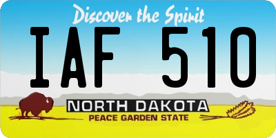 ND license plate IAF510