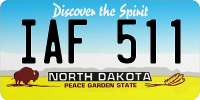 ND license plate IAF511