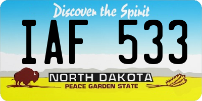 ND license plate IAF533