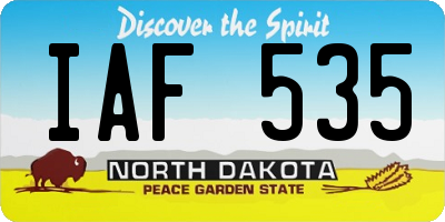 ND license plate IAF535