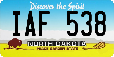 ND license plate IAF538