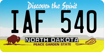 ND license plate IAF540