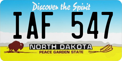 ND license plate IAF547
