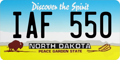 ND license plate IAF550