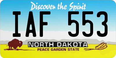 ND license plate IAF553