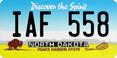 ND license plate IAF558