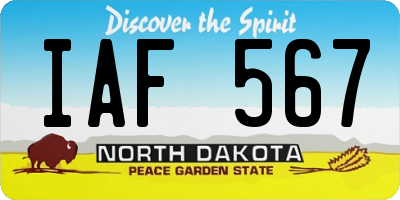 ND license plate IAF567