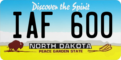 ND license plate IAF600