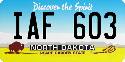 ND license plate IAF603