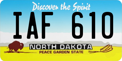 ND license plate IAF610