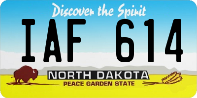 ND license plate IAF614