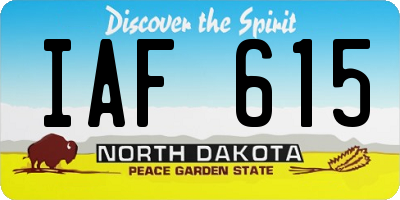 ND license plate IAF615