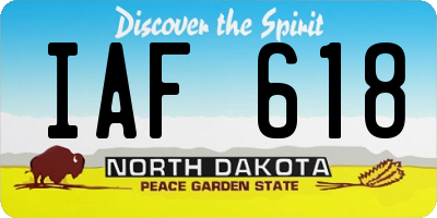 ND license plate IAF618