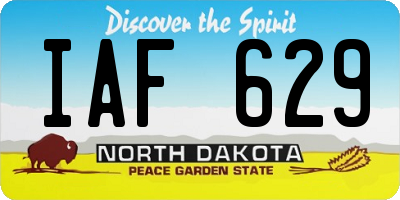 ND license plate IAF629