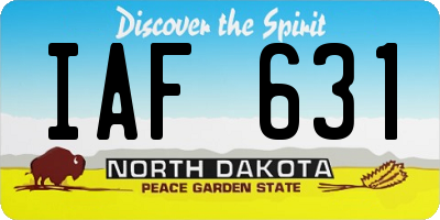 ND license plate IAF631