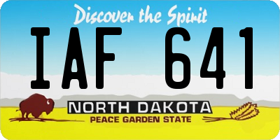 ND license plate IAF641