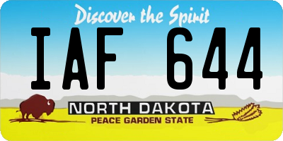 ND license plate IAF644