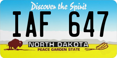ND license plate IAF647