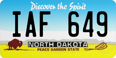 ND license plate IAF649
