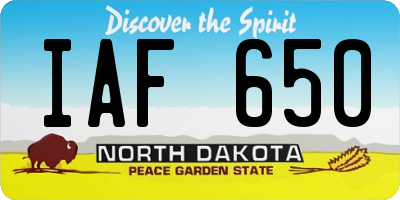 ND license plate IAF650